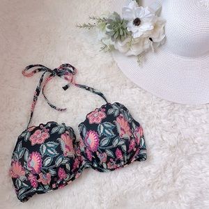 Shade & Shore Black Floral Bikini Top